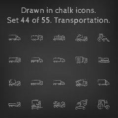 Wall Mural - Transpotration icon set drawn in chalk.