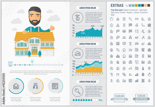 Fotografía Real Estate flat design Infographic Template