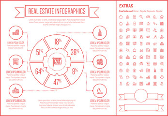 Canvas Print - Real Estate Line Design Infographic Template