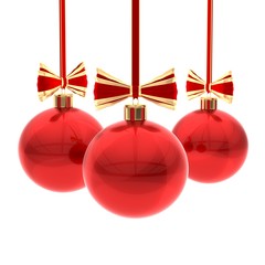 Christmas balls against white background