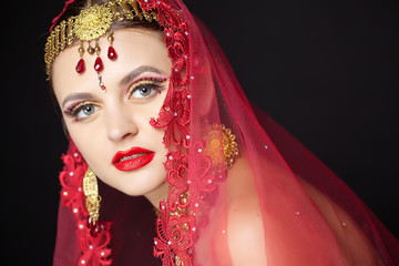 portrait of indian woman, makeup 