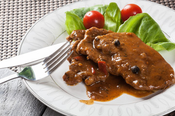 Poster - Pork chop with sauce and vegetables