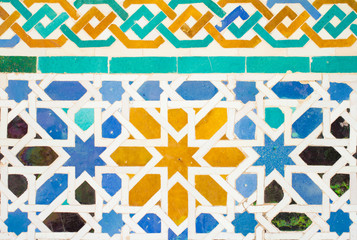 Wall Mural - colorful ornate pattern of moorish tile decorations on alhambra