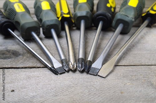 Cuadros en Lienzo screwdrivers set closeup, shallow depth of field
