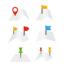 Poster - Folded abstract city map with collection of flags isolated on wh