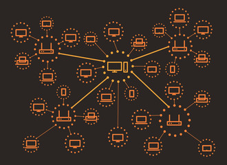 Aufkleber - Modern web media network scheme. Lineart design concept