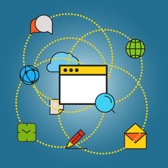 Poster - Modern communication scheme. Flat design concept