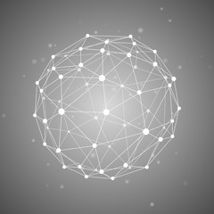 Aufkleber - Sphere with connected lines and dots. Vector Illustration EPS10