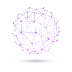 Aufkleber - Abstract vector sphere. Futuristic technology wireframe mesh polygonal element. Connection Structure. Geometric Modern Technology Concept. Digital Data Visualization.
