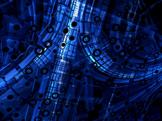 Wall Mural - abstract computer-generated blue and black technology background