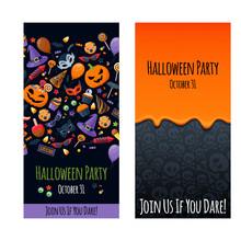 Halloween Party Invitation Poster Card Design Template.