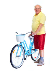 Sticker - Elderly man with bicycle.