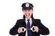 Funny policeman isolated on the white