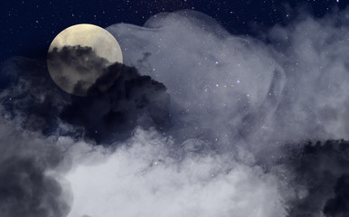 Wall Mural - halloween scenery with full moon