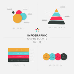 Poster - Set of vector flat design infographic charts and graphs 3