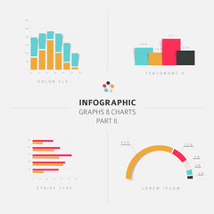 Poster - Set of vector flat design infographic charts and graphs 2