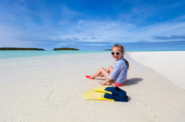 Wall Mural - Adorable little girl at beach