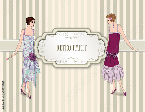 Poster Retro Clip Art Girl in 1930s Fashion Style