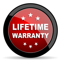Aufkleber - lifetime warranty red circle glossy web icon on white background - set440