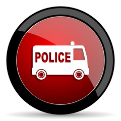 Poster - police red circle glossy web icon on white background - set440
