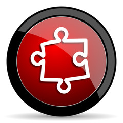 Poster - puzzle red circle glossy web icon on white background - set440