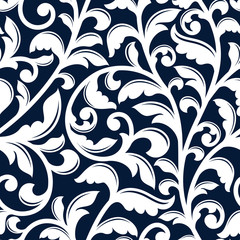 Poster - Ornamental white floral seamless pattern