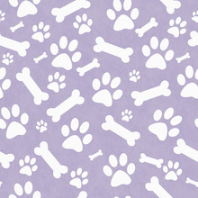 Purple And White Dog Paw Prints And Bones Tile Pattern Repeat Ba