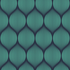 Wall Mural - seamless neon blue optical illusion woven pattern vector