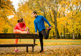 Sticker - Couple stretching before jogging