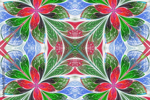 Naklejka - mata magnetyczna na lodówkę Multicolored symmetrical pattern in stained-glass window style o