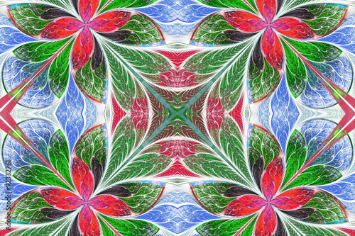 Naklejka ścienna Multicolored symmetrical pattern in stained-glass window style o