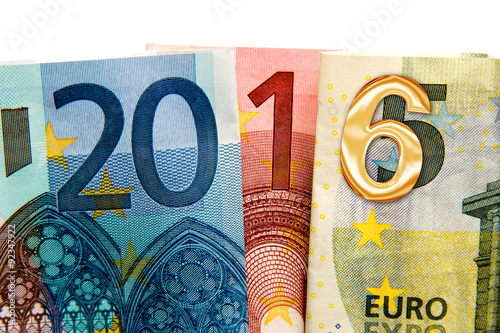 Fotomural CLose up on 2016 written with euros bank notes
