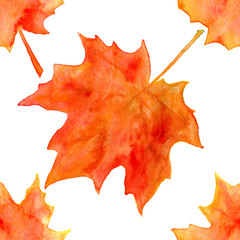 watercolor autumn maple leaves seamless pattern