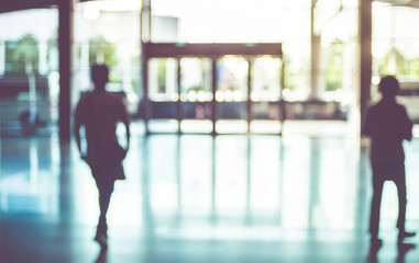 Aufkleber - Blur background,silhouette of Business man walking at corridor i