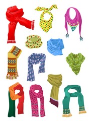 Wall Mural - Set of scarves for girls