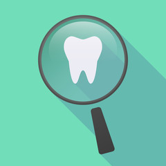 Poster - Long shadow magnifier icon with a tooth