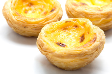 Egg tart on white background