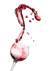 Red wine splash isolated on the white background