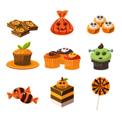 Sticker - Colorful Halloween Sweets Vector Illustration