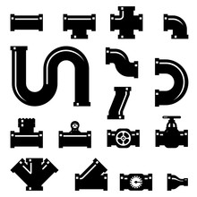 Pipe Fittings Vector Icons Set