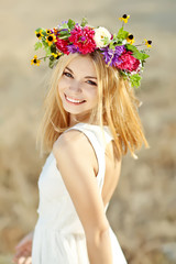 Wall Mural - beautiful woman in flowers