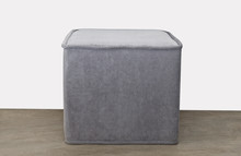Grey Soft Footstool Isolated On White