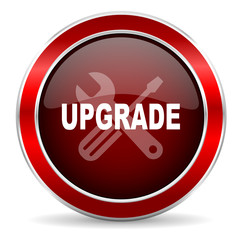 Aufkleber - upgrade red circle glossy web icon, round button with metallic border