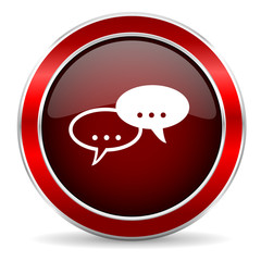 Poster - forum red circle glossy web icon, round button with metallic border