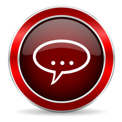 Poster - forum red circle glossy web icon, round button with metallic border