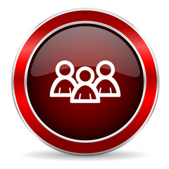 Poster - forum red circle glossy web icon, round button with metallic border