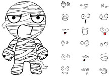 Angry Mummy Character Cartoon Emotions Set In Vector Format
