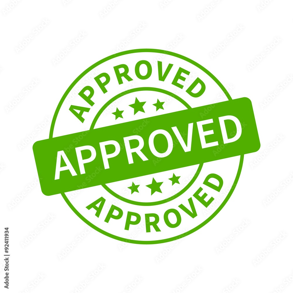 Green approved stamp, label, sticker or stick flat icon 