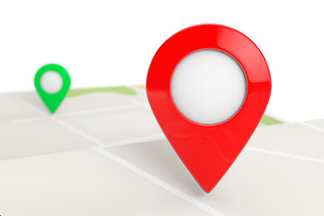 Leinwandbilder - Folded Abstract Navigation Map with Target Pin