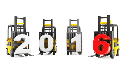 Aufkleber - Forklift Trucks with 2016 New Year Sign